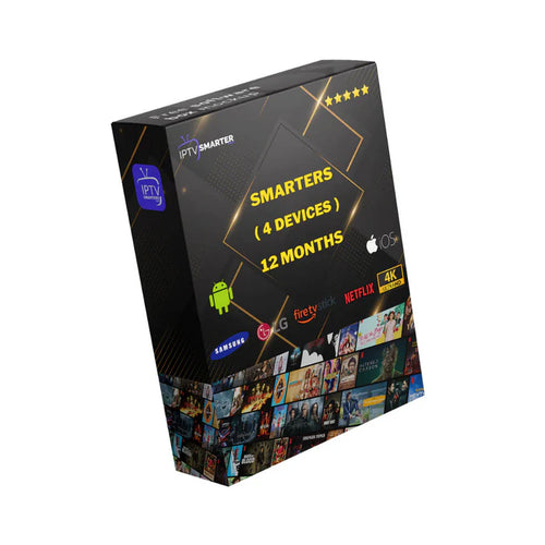 12 Months IPTV Smarters Pro Subscription (4 Devices)