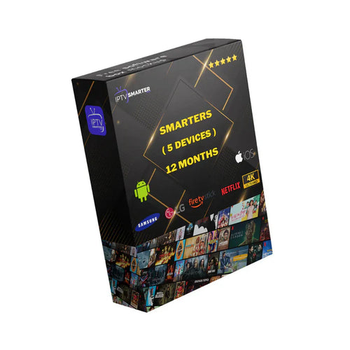 12 Months IPTV Smarters Pro Subscription (5 Devices)